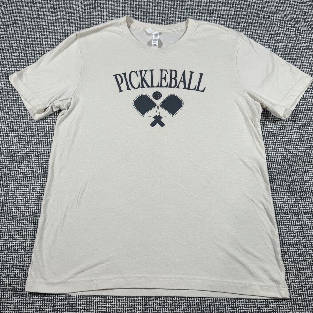 Bella Canvas Womens Pickleball Graphic T-Shirt Cream Tan Size L Short Sleeve